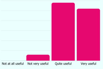 Bar chart showing how delegates answered the question: 'How useful did you find the event overall?', with 29 answering Quite useful, 26 answering Very useful and 3 answering Not very useful